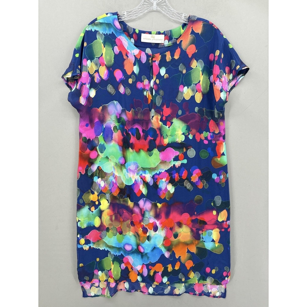 Amanda Uprichard Dress Medium Multicolor Silk Short Sleeve Shift‎ Abstract Print